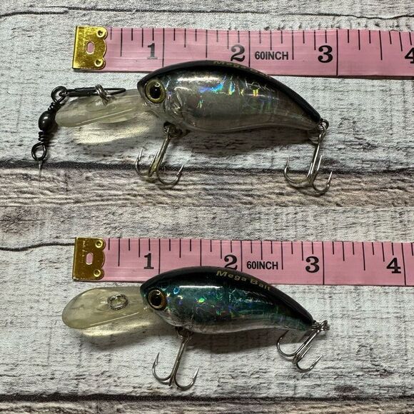 Vintage Fishing Mega Bait Crankbaits Set Of 2 Bass Lures Blue/Silver - Picture 3 of 3